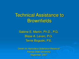 Technical Assistance to Brownfields