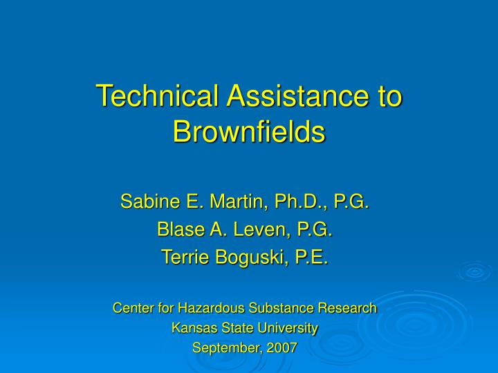 technical assistance to brownfields