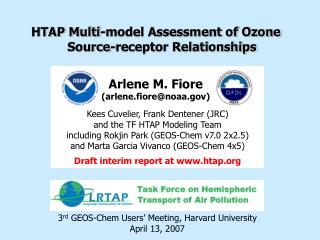 HTAP Multi-model Assessment of Ozone Source-receptor Relationships
