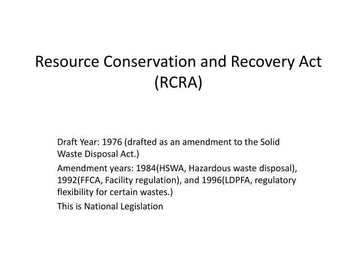 resource conservation and recovery act rcra