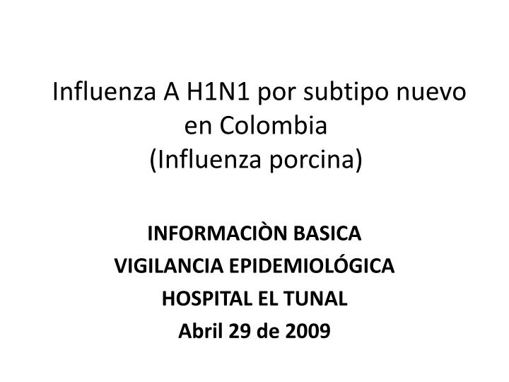 influenza a h1n1 por subtipo nuevo en colombia influenza porcina