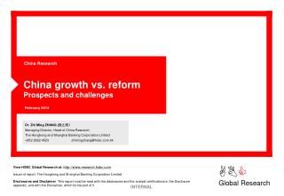 China growth vs. reform Prospects and challenges