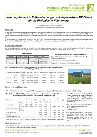 Salomé Carrasco und Gerhard Bellof Fakultät Land- und Ernährungswirtschaft, D-85350 Freising