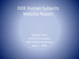 DOE Human Subjects Website Report