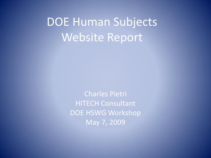 doe human subjects website report
