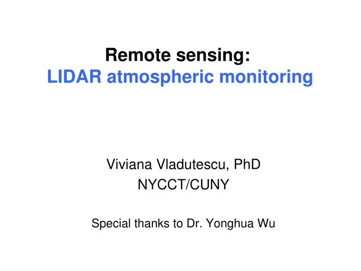 remote sensing lidar atmospheric monitoring