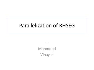 Parallelization of RHSEG