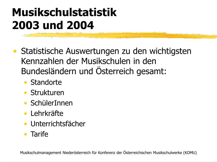 musikschulstatistik 2003 und 2004