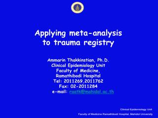 Applying meta-analysis to trauma registry