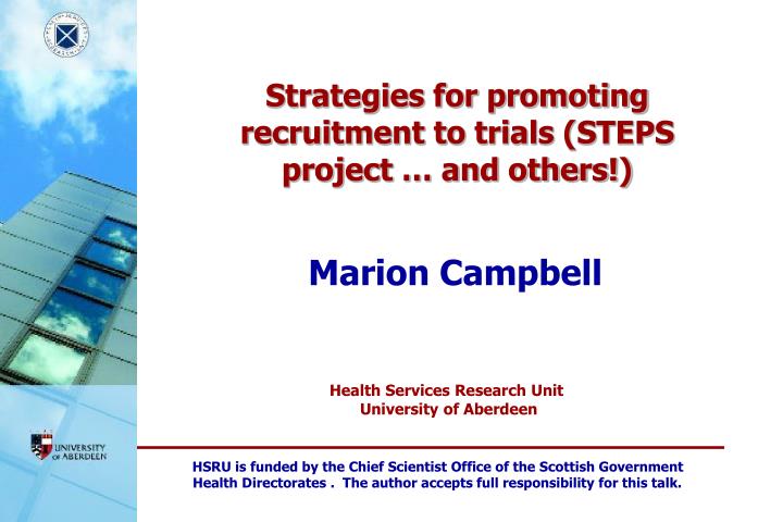 strategies for promoting recruitment to trials steps project and others