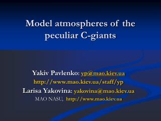 Model atmospheres of the peculiar C-giants