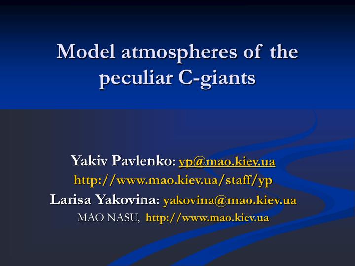 model atmospheres of the peculiar c giants