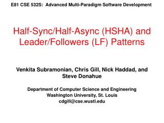 E81 CSE 532S: Advanced Multi-Paradigm Software Development