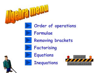Algebra menu