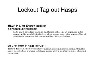 Lockout Tag-out Hasps