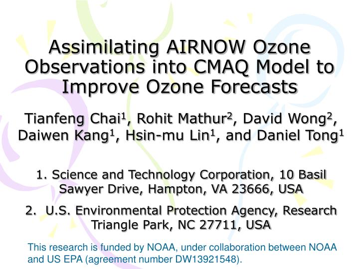 assimilating airnow ozone observations into cmaq model to improve ozone forecasts