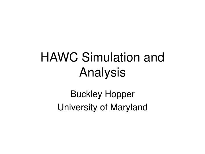 hawc simulation and analysis