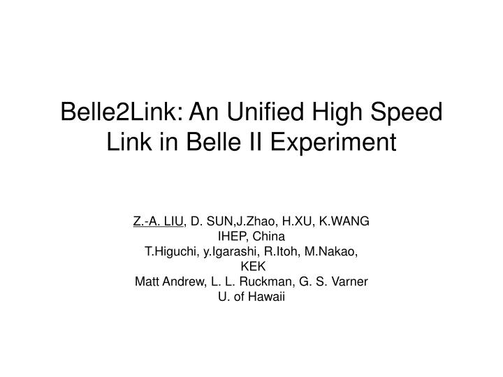 belle2link an unified high speed link in belle ii experiment