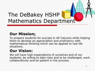 The DeBakey HSHP Mathematics Department