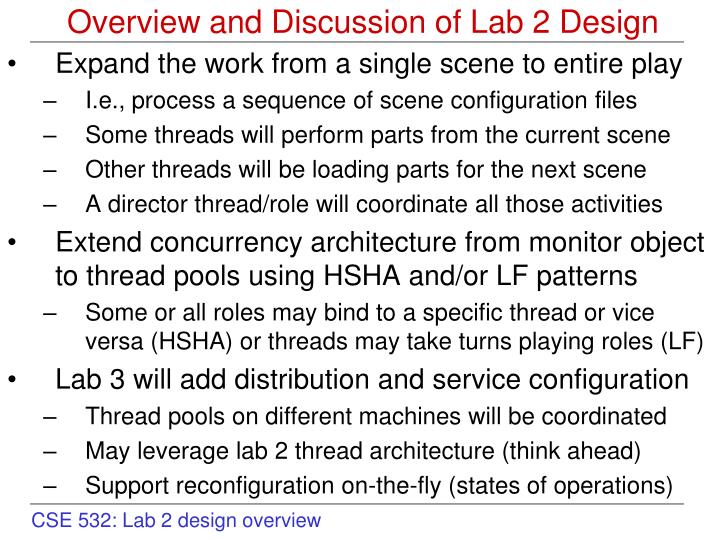 overview and discussion of lab 2 design