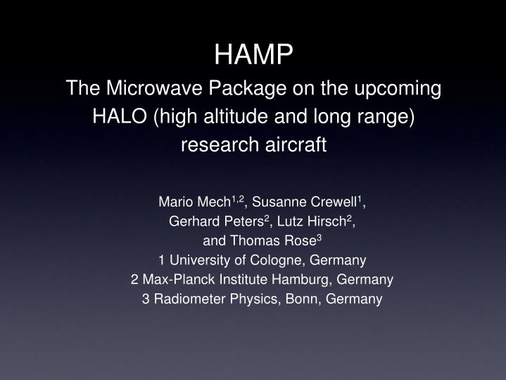 hamp the microwave package on the upcoming halo high altitude and long range research aircraft