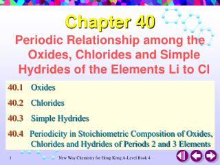 Periodic Relationship among the Oxides, Chlorides and Simple Hydrides of the Elements Li to Cl