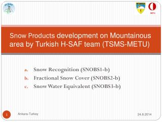 Snow Products development on Mountainous area by Turkish H-SAF team (TSMS-METU)