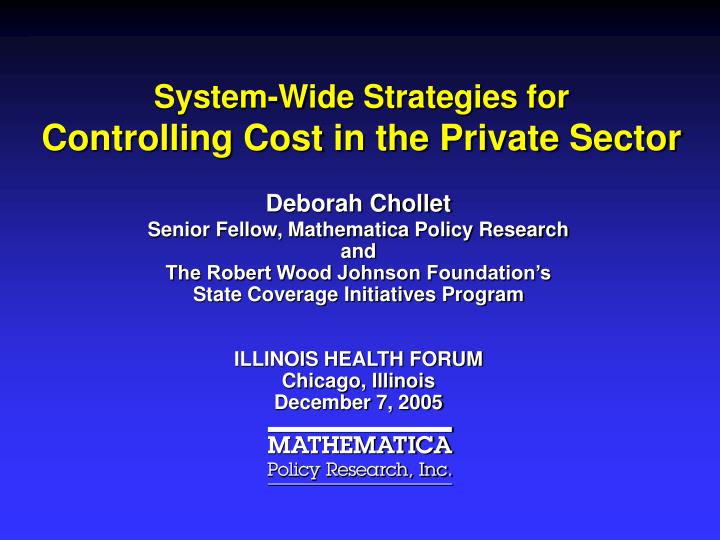 system wide strategies for controlling cost in the private sector