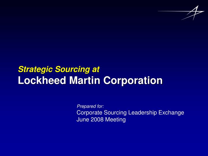 strategic sourcing at lockheed martin corporation
