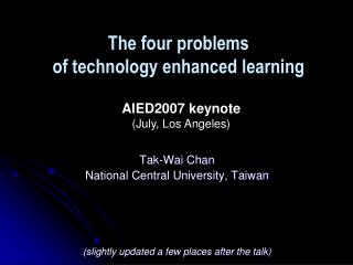 The four problems of technology enhanced learning