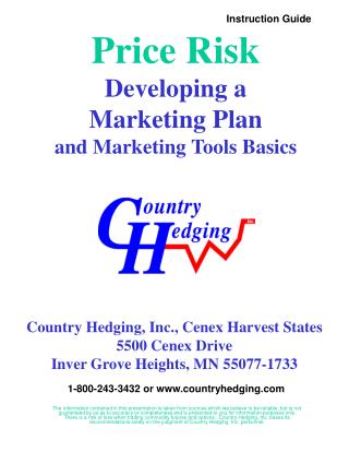 Price Risk Developing a Marketing Plan and Marketing Tools Basics