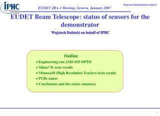 EUDET Beam Telescope: status of sensors for the demonstrator