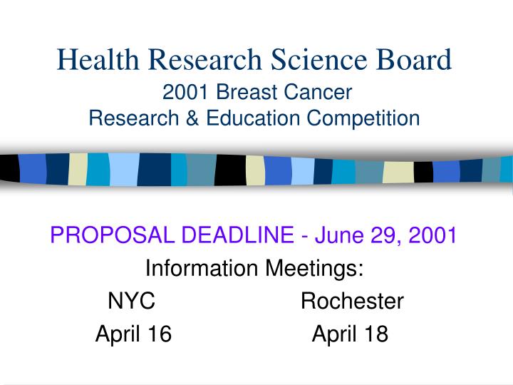 health research science board 2001 breast cancer research education competition