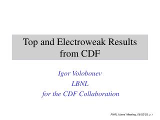 Top and Electroweak Results from CDF