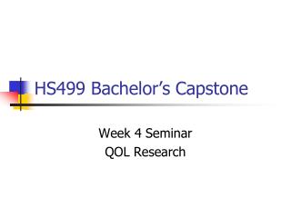 HS499 Bachelor’s Capstone