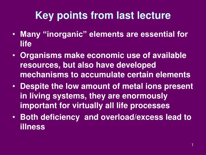 key points from last lecture