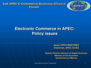 Electronic Commerce in APEC: Policy issues