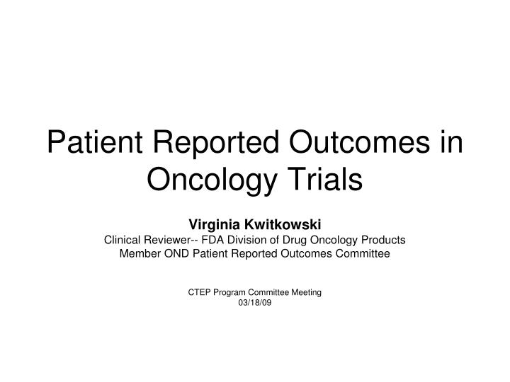 patient reported outcomes in oncology trials