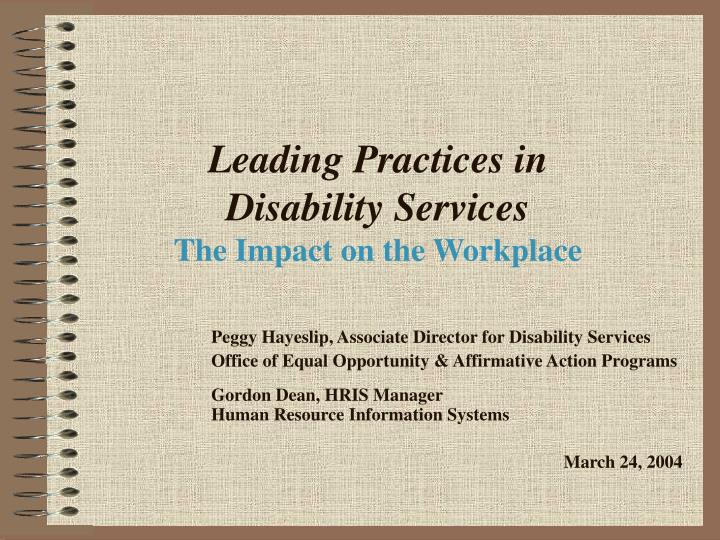 leading practices in disability services the impact on the workplace