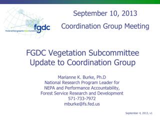 FGDC Vegetation Subcommittee Update to Coordination Group