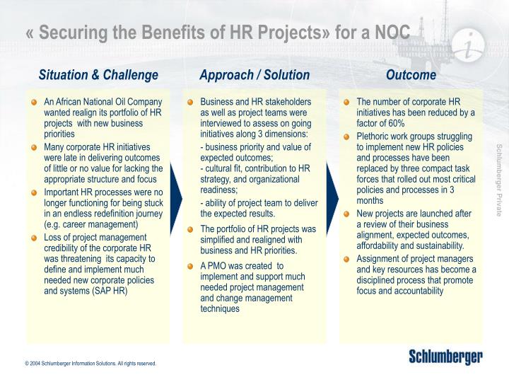 securing the benefits of hr projects for a noc