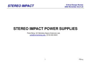 STEREO IMPACT POWER SUPPLIES