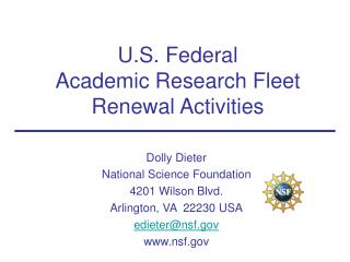 U.S. Federal Academic Research Fleet Renewal Activities