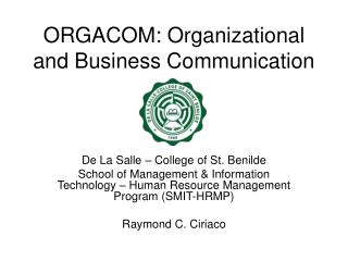ORGACOM: Organizational and Business Communication