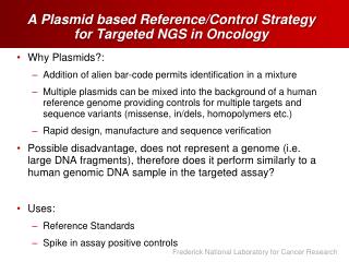 A Plasmid based Reference/Control Strategy for Targeted NGS in Oncology