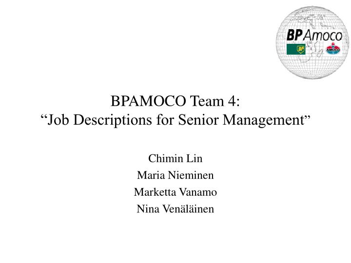 bpamoco team 4 job descriptions for senior management