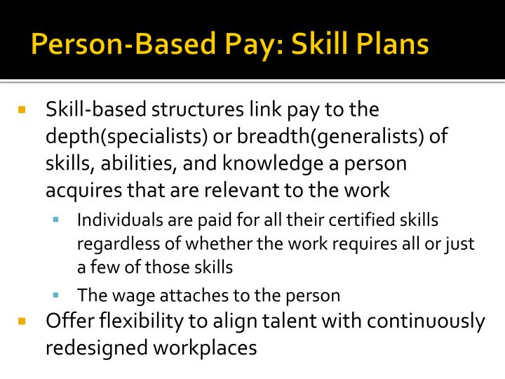 person based pay skill plans