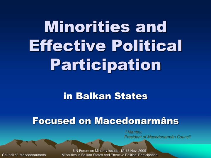 minorities and effective political participation
