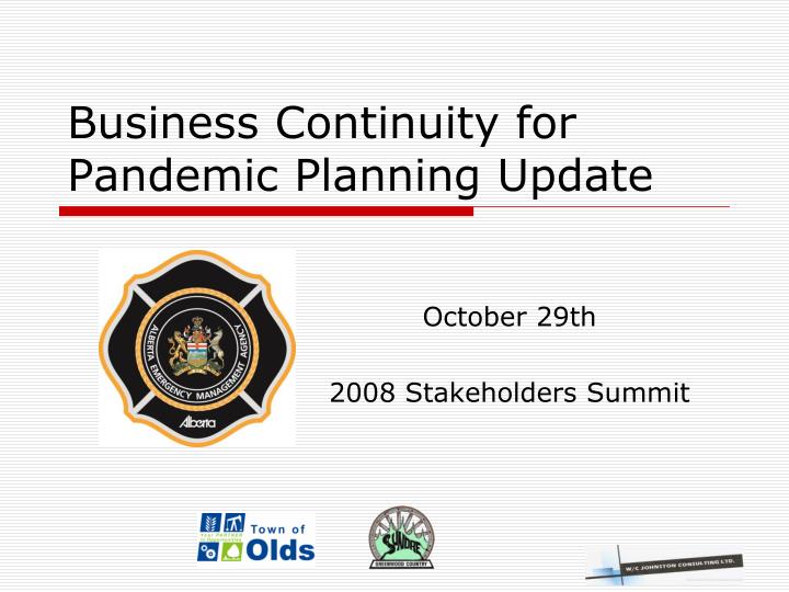 business continuity for pandemic planning update