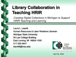 Library Collaboration in Teaching HRIR